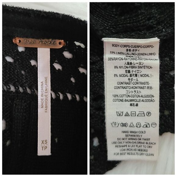 Free People|Once Upon-A-Time Black Bell Sleeve Lace Top, XS - Picture 10 of 10